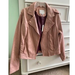 Pink Suede Moto Jacket